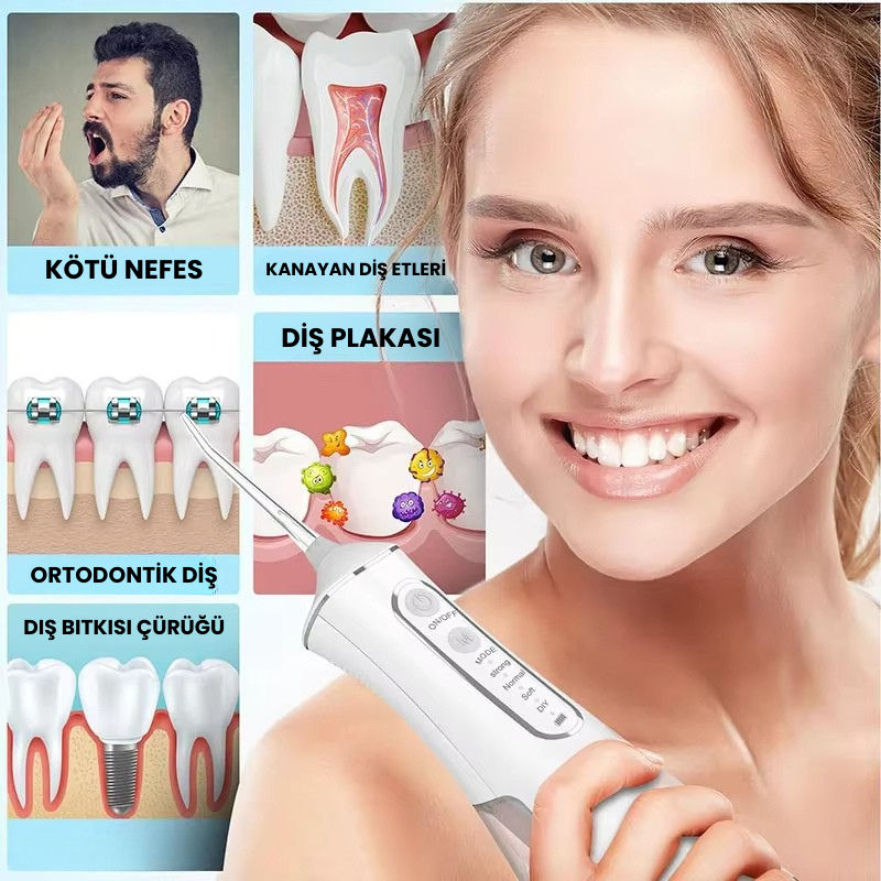 3 modları Oral Irrigator Taşınabilir Diş Su Jeti