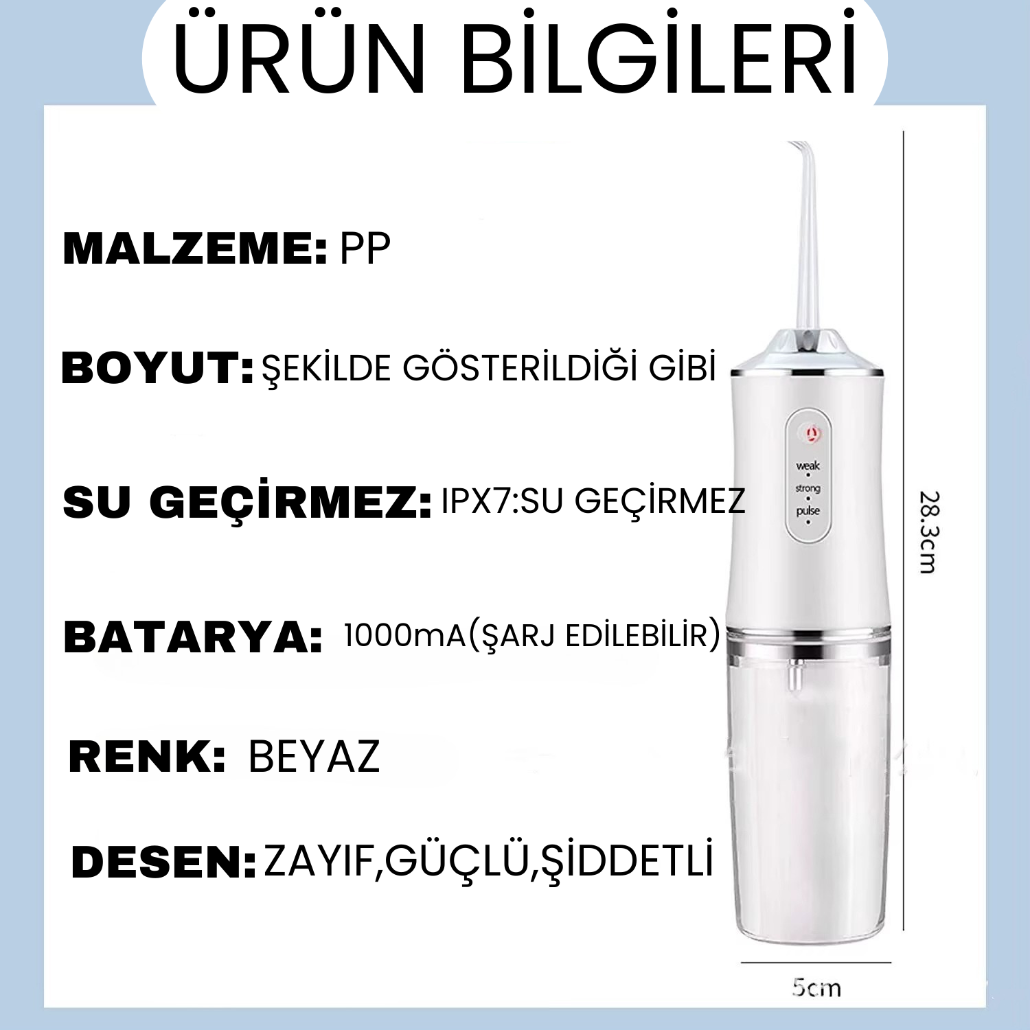 3 modları Oral Irrigator Taşınabilir Diş Su Jeti