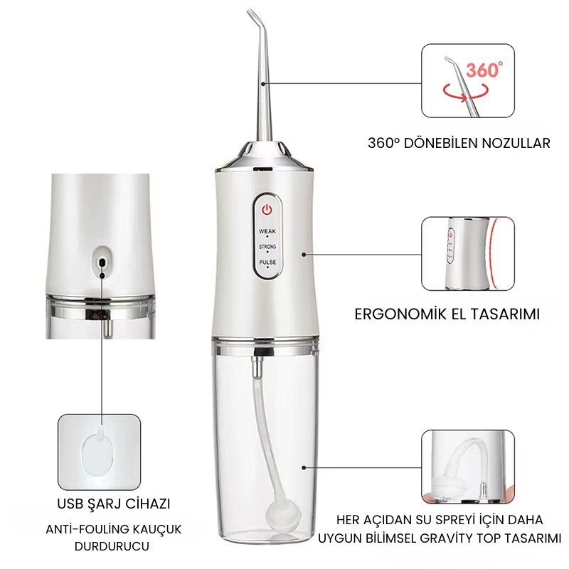 3 modları Oral Irrigator Taşınabilir Diş Su Jeti