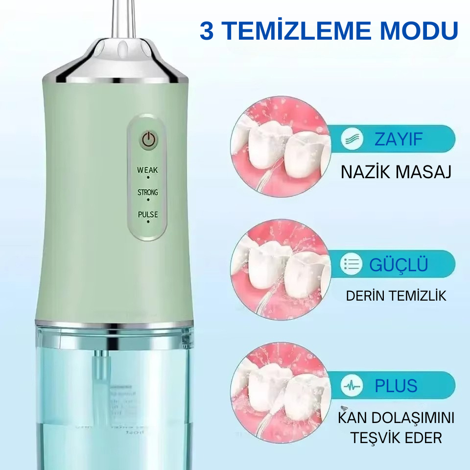 3 modları Oral Irrigator Taşınabilir Diş Su Jeti